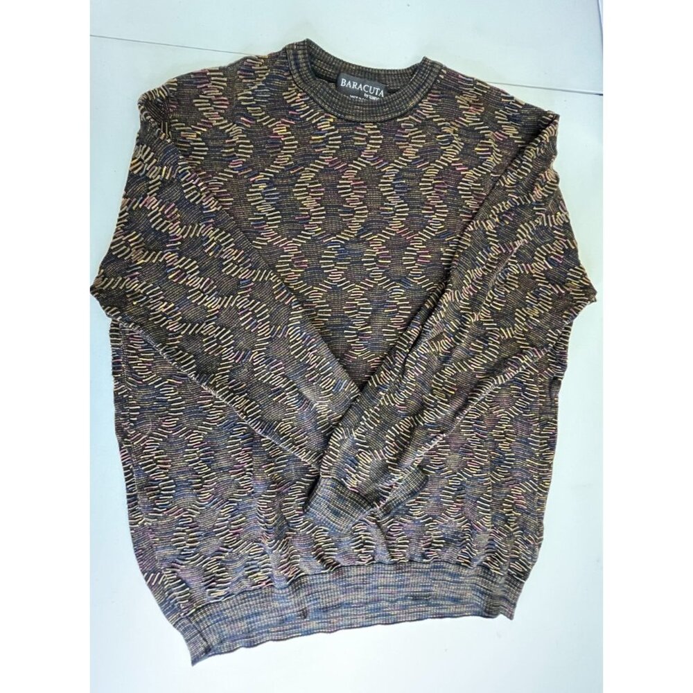 Baracuta by Tundra 90s Y2K Coogi Style 3D Knit Sweater Size XXL Hip Hop Cosby